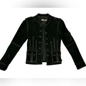 Genuine 100% Black Leather Jacket Y2K Size S